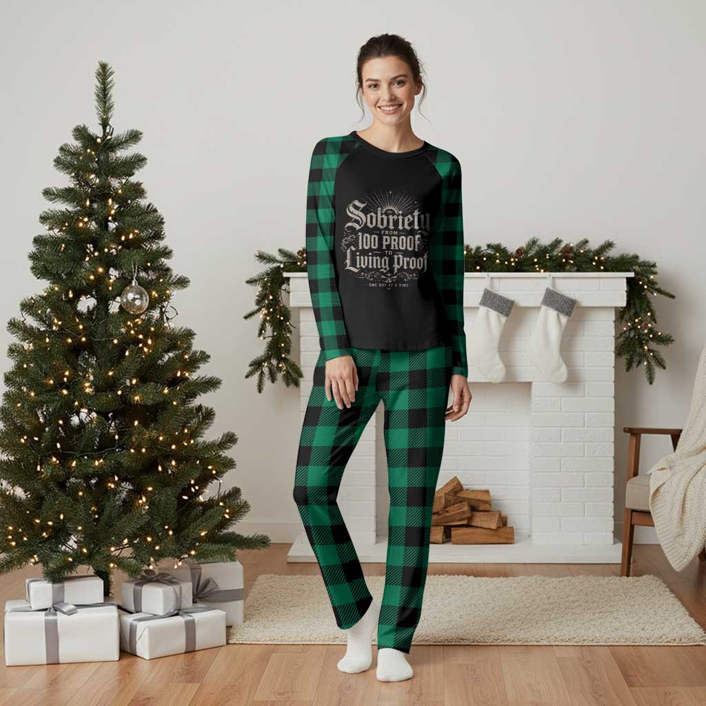 Sobriety Anniversary Plaid Pajama Set Living Proof Sober Recovery Graphic