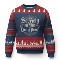 Sobriety Anniversary Ugly Christmas Sweater Living Proof Sober Recovery Graphic