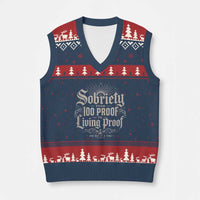 Sobriety Anniversary V-Neck Knit Sweater Vest Living Proof Sober Recovery Graphic