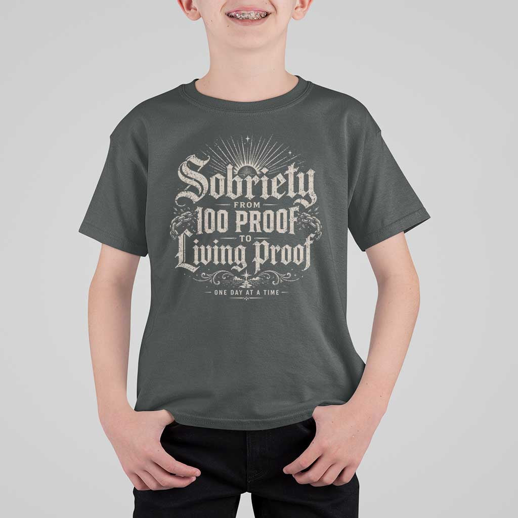Sobriety Anniversary T Shirt For Kid Living Proof Sober Recovery Graphic