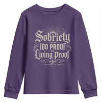 Sobriety Anniversary Youth Sweatshirt Living Proof Sober Recovery Graphic