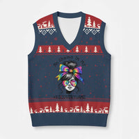 No Shame In My Recovery Game V-Neck Knit Sweater Vest Messy Bun Semicolon Graphic