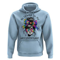 No Shame In My Recovery Game Hoodie Messy Bun Semicolon Graphic
