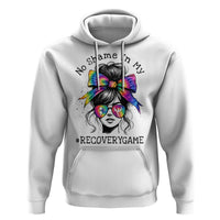 No Shame In My Recovery Game Hoodie Messy Bun Semicolon Graphic