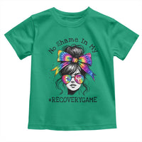 No Shame In My Recovery Game Toddler T Shirt Messy Bun Semicolon Graphic