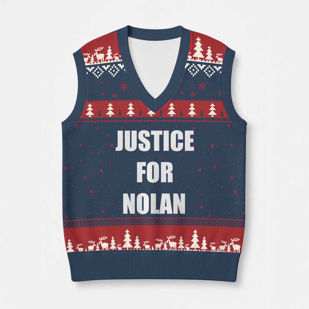 Justice for Nolan V-Neck Knit Sweater Vest Support and Rememberence Memorial