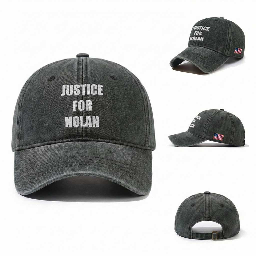Justice for Nolan Washed Cotton Baseball Cap Support and Rememberence Memorial
