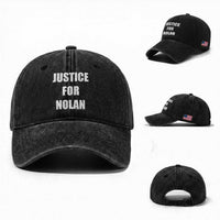Justice for Nolan Washed Cotton Baseball Cap Support and Rememberence Memorial