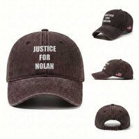Justice for Nolan Washed Cotton Baseball Cap Support and Rememberence Memorial