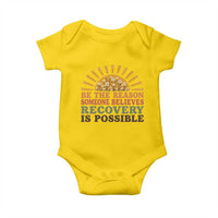 Recovery Sobriety Baby Onesie Sober Life Believes Recovery is Possible Hippie Vintage Graphic