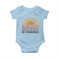 Recovery Sobriety Baby Onesie Sober Life Believes Recovery is Possible Hippie Vintage Graphic