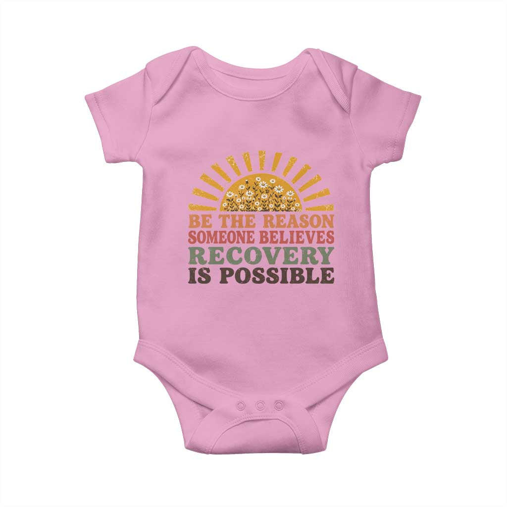 Recovery Sobriety Baby Onesie Sober Life Believes Recovery is Possible Hippie Vintage Graphic
