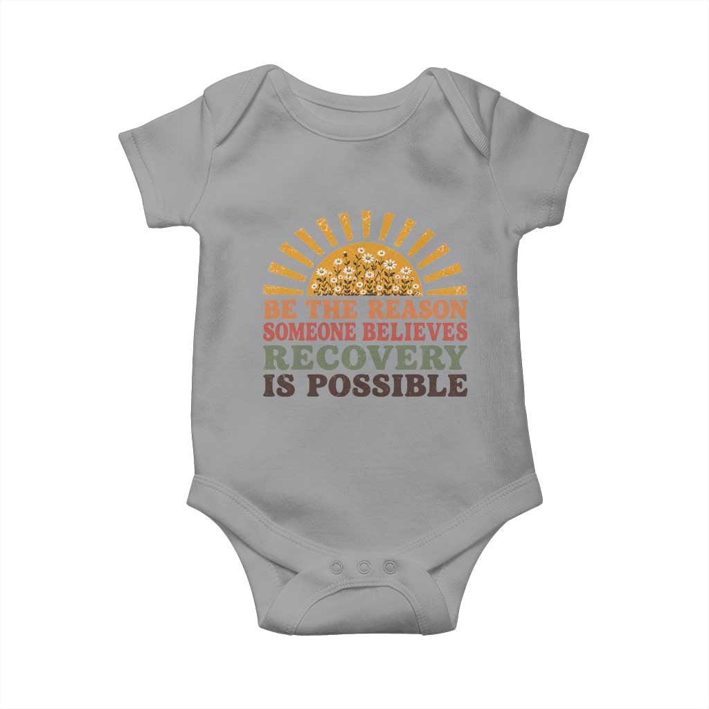 Recovery Sobriety Baby Onesie Sober Life Believes Recovery is Possible Hippie Vintage Graphic