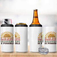 Recovery Sobriety 4 in 1 Can Cooler Tumbler Sober Life Believes Recovery is Possible Hippie Vintage Graphic