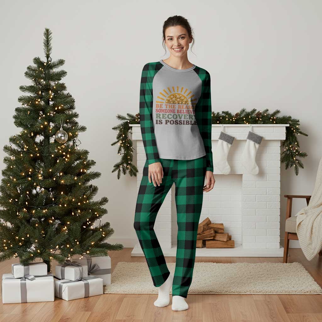 Recovery Sobriety Plaid Pajama Set Sober Life Believes Recovery is Possible Hippie Vintage Graphic