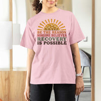 Recovery Sobriety T Shirt For Women Sober Life Believes Recovery is Possible Hippie Vintage Graphic
