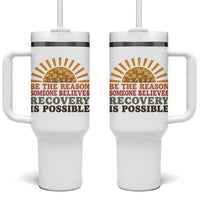 Recovery Sobriety Tumbler With Handle Sober Life Believes Recovery is Possible Hippie Vintage Graphic