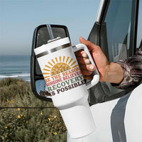 Recovery Sobriety Tumbler With Handle Sober Life Believes Recovery is Possible Hippie Vintage Graphic