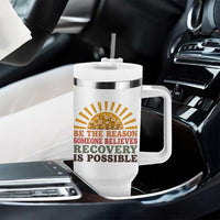 Recovery Sobriety Tumbler With Handle Sober Life Believes Recovery is Possible Hippie Vintage Graphic