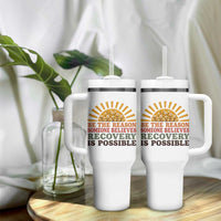 Recovery Sobriety Tumbler With Handle Sober Life Believes Recovery is Possible Hippie Vintage Graphic