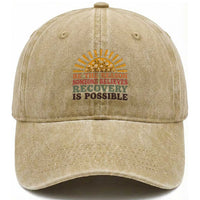 Recovery Sobriety Washed Cotton Baseball Cap Sober Life Believes Recovery is Possible Hippie Vintage Graphic