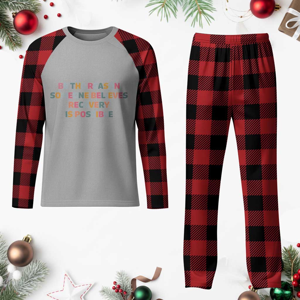 Be The Reason Someone Believes Recovery Is Possible Graphic Plaid Pajama Set