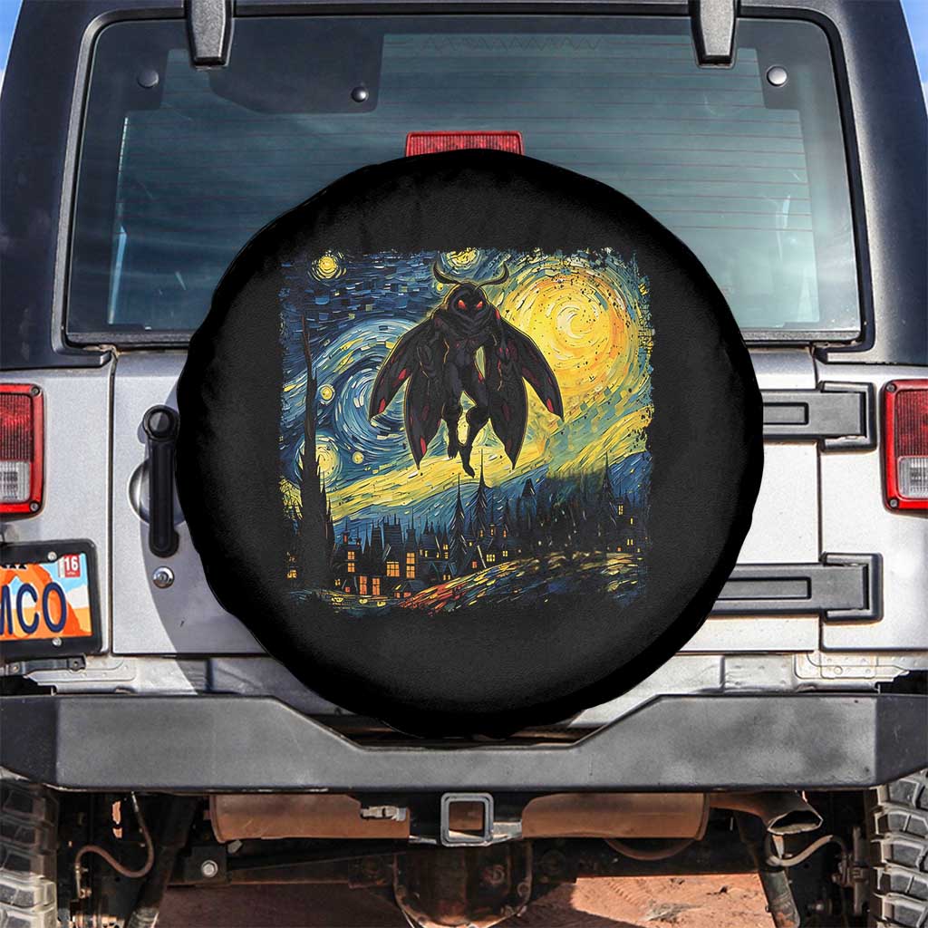 Mothman Spare Tire Cover Starry Night Van Gogh Cryptid Lover - Wonder Print Shop