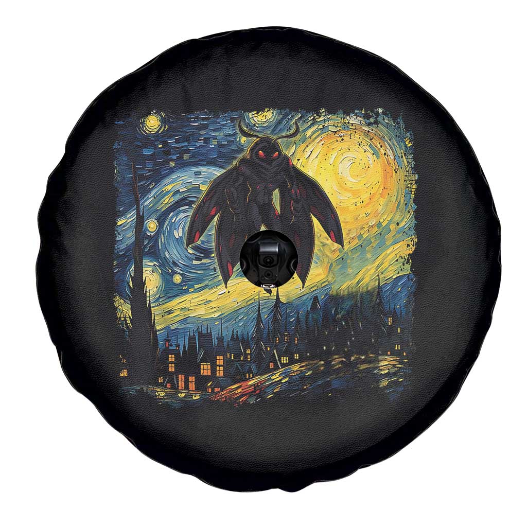 Mothman Spare Tire Cover Starry Night Van Gogh Cryptid Lover - Wonder Print Shop