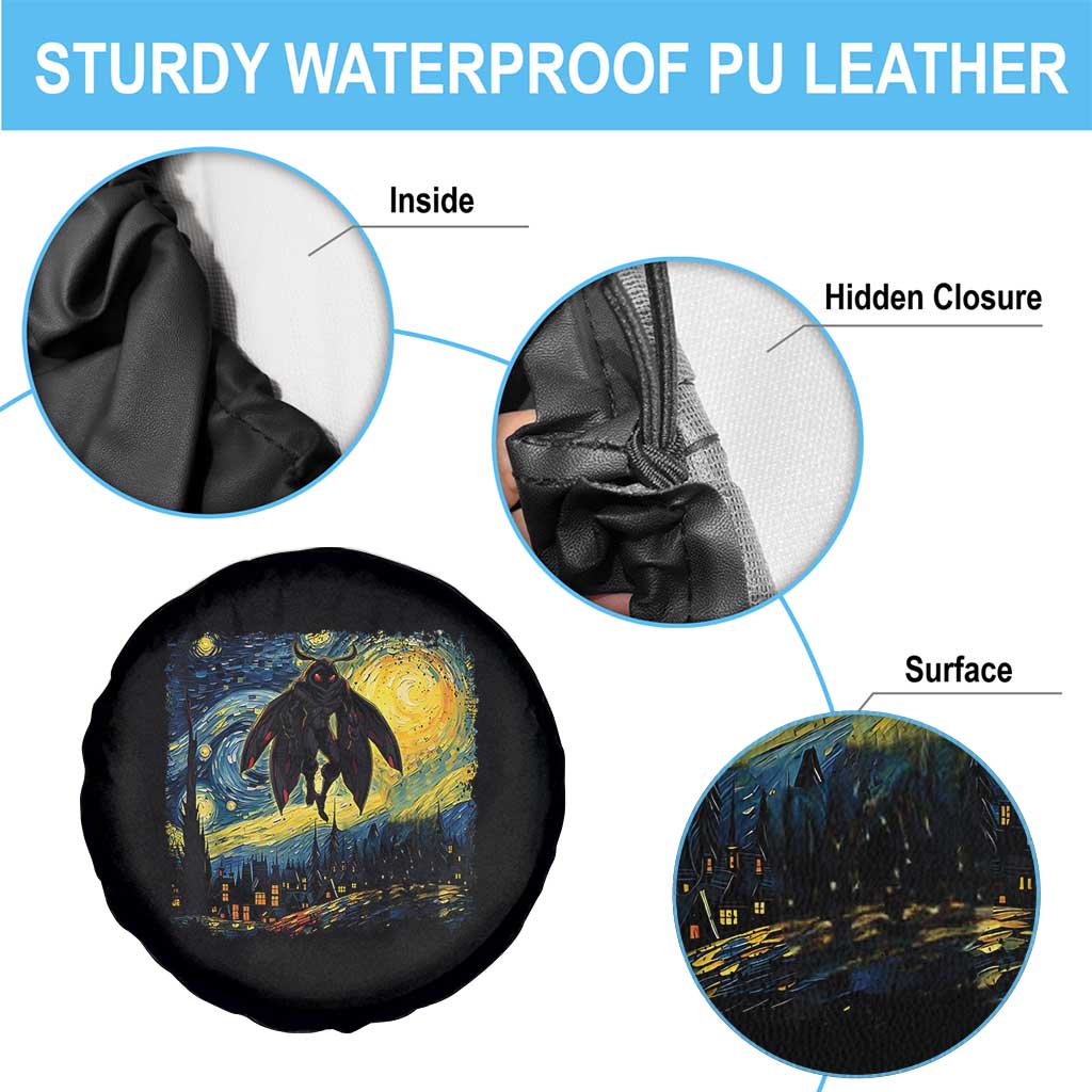 Mothman Spare Tire Cover Starry Night Van Gogh Cryptid Lover - Wonder Print Shop