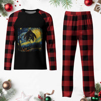 Mothman Plaid Pajama Set Starry Night Van Gogh Cryptid Lover - Wonder Print Shop