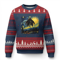 Mothman Ugly Christmas Sweater Starry Night Van Gogh Cryptid Lover - Wonder Print Shop