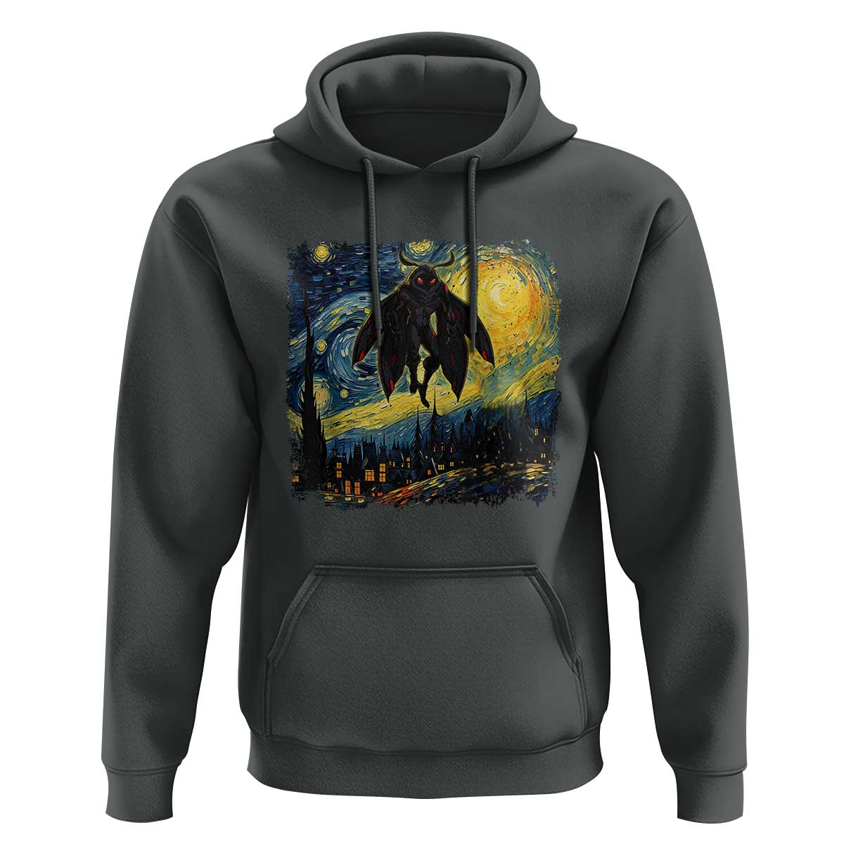 Mothman Hoodie Starry Night Van Gogh Cryptid Lover - Wonder Print Shop