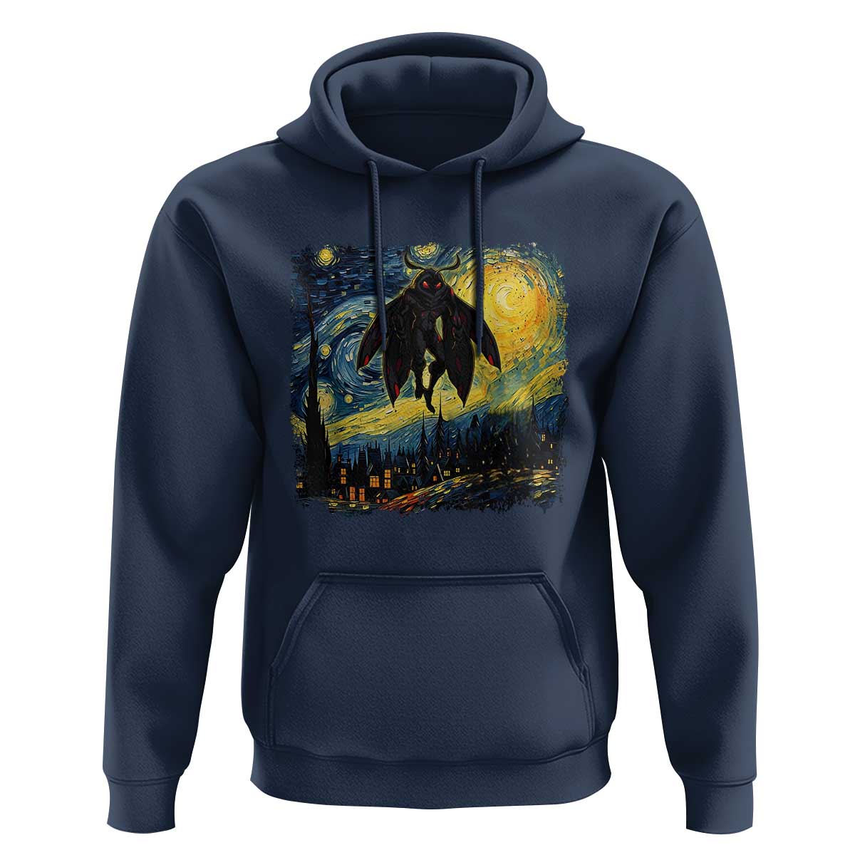 Mothman Hoodie Starry Night Van Gogh Cryptid Lover - Wonder Print Shop