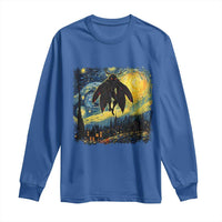 Mothman Long Sleeve Shirt Starry Night Van Gogh Cryptid Lover - Wonder Print Shop