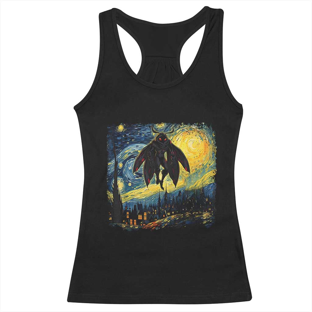 Mothman Racerback Tank Top Starry Night Van Gogh Cryptid Lover - Wonder Print Shop
