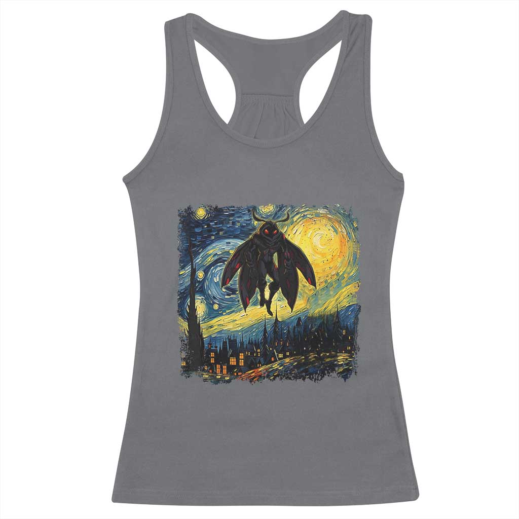 Mothman Racerback Tank Top Starry Night Van Gogh Cryptid Lover - Wonder Print Shop