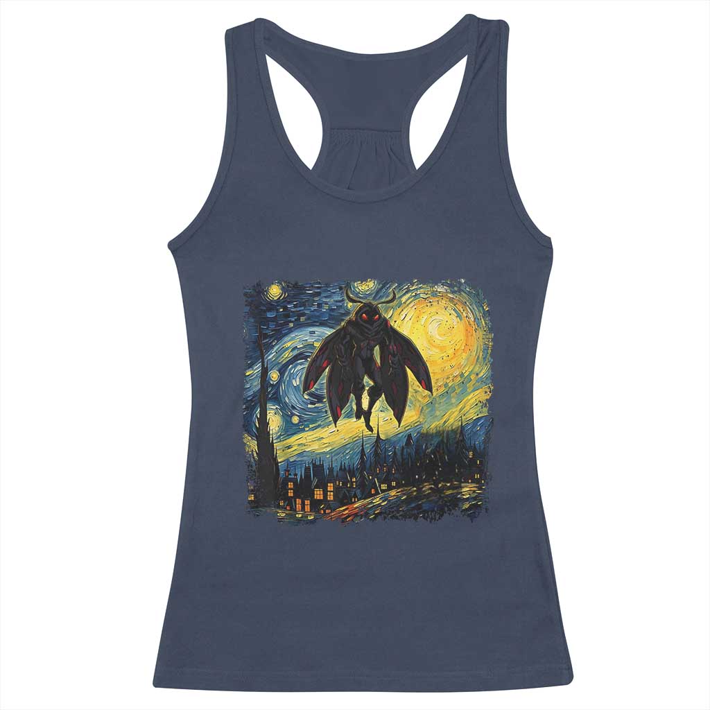 Mothman Racerback Tank Top Starry Night Van Gogh Cryptid Lover - Wonder Print Shop