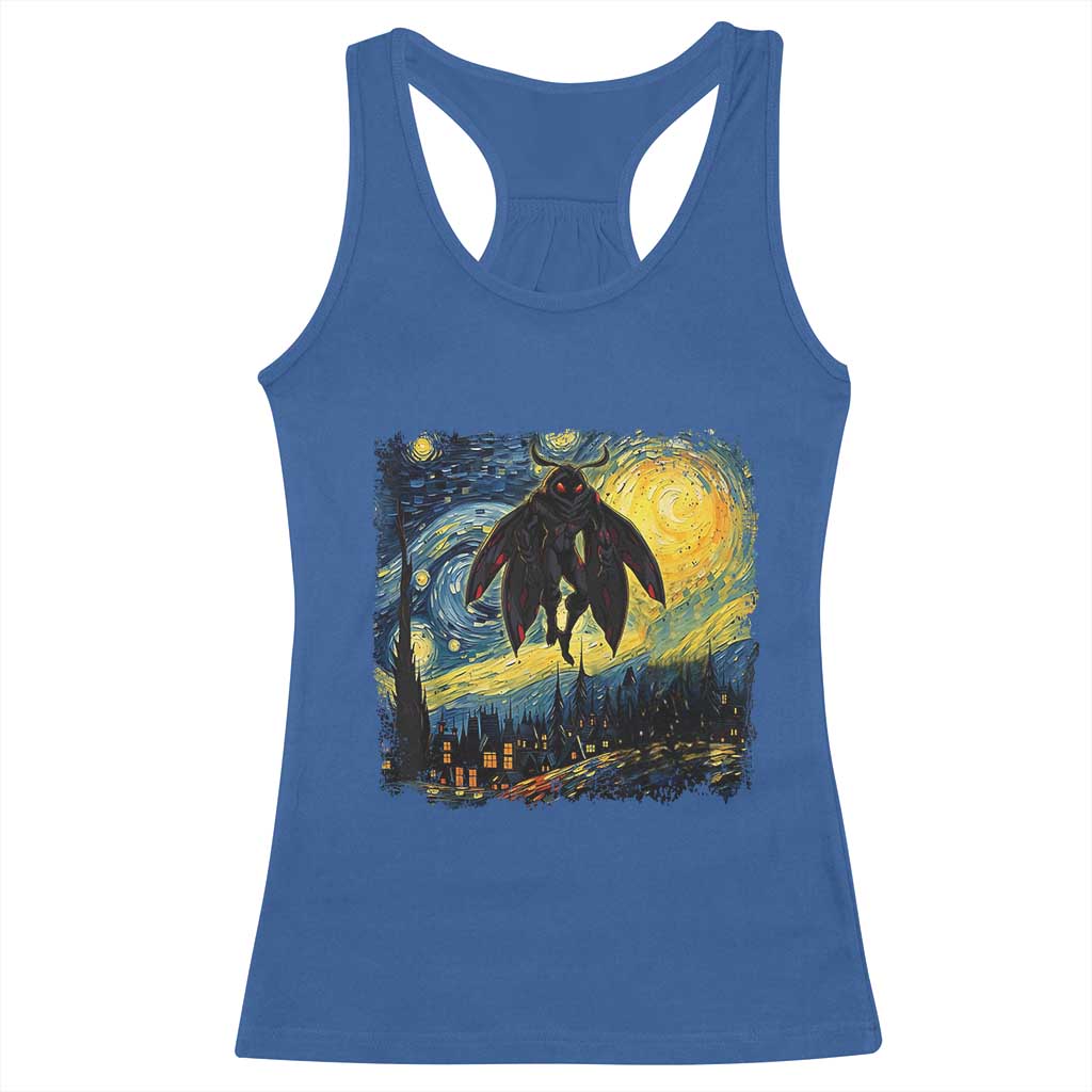 Mothman Racerback Tank Top Starry Night Van Gogh Cryptid Lover - Wonder Print Shop