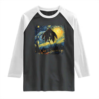 Mothman Raglan Shirt Starry Night Van Gogh Cryptid Lover - Wonder Print Shop