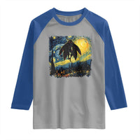 Mothman Raglan Shirt Starry Night Van Gogh Cryptid Lover - Wonder Print Shop