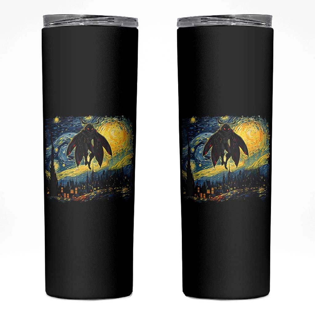 Mothman Skinny Tumbler Starry Night Van Gogh Cryptid Lover - Wonder Print Shop