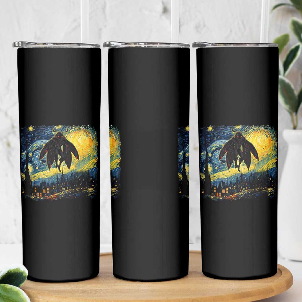Mothman Skinny Tumbler Starry Night Van Gogh Cryptid Lover - Wonder Print Shop