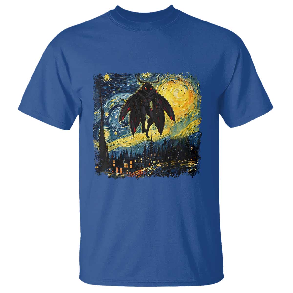Mothman T Shirt Starry Night Van Gogh Cryptid Lover - Wonder Print Shop