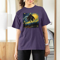 Mothman T Shirt For Women Starry Night Van Gogh Cryptid Lover - Wonder Print Shop