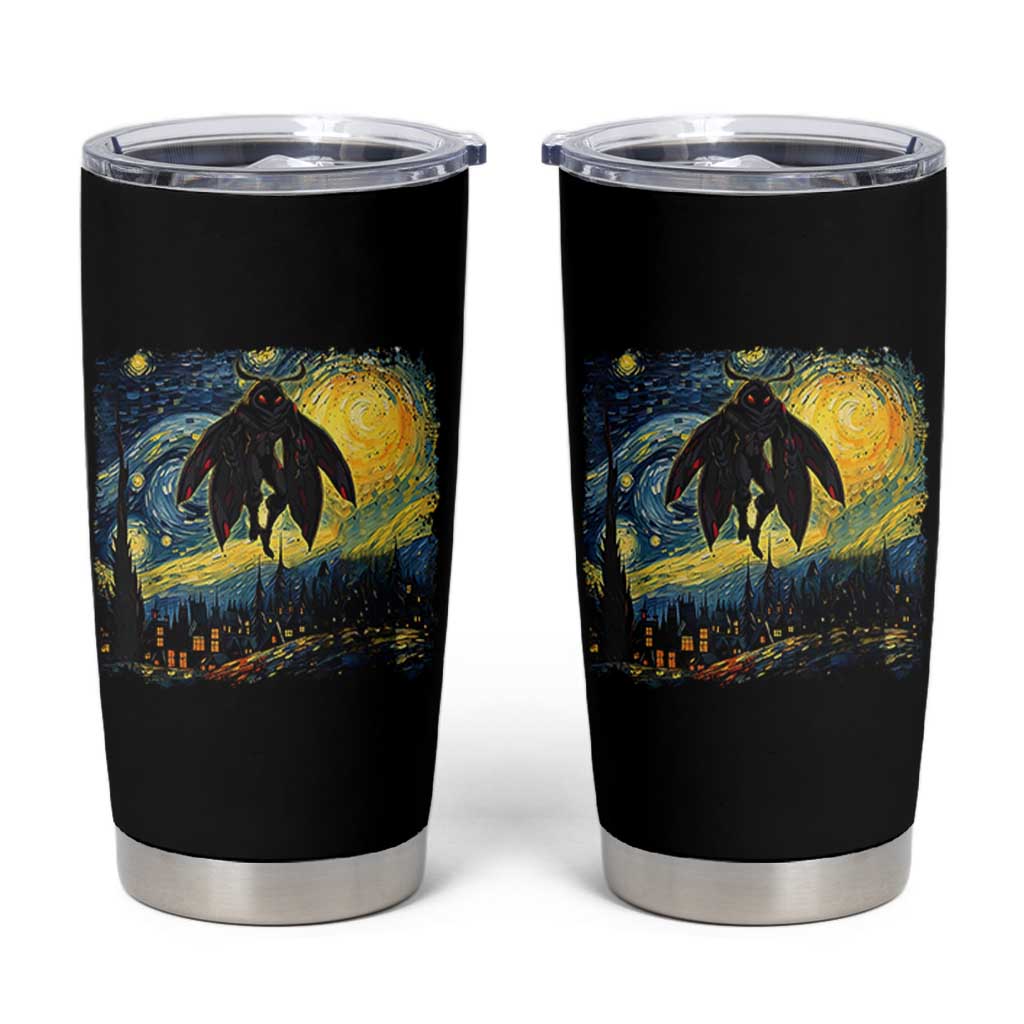 Mothman Tumbler Cup Starry Night Van Gogh Cryptid Lover - Wonder Print Shop