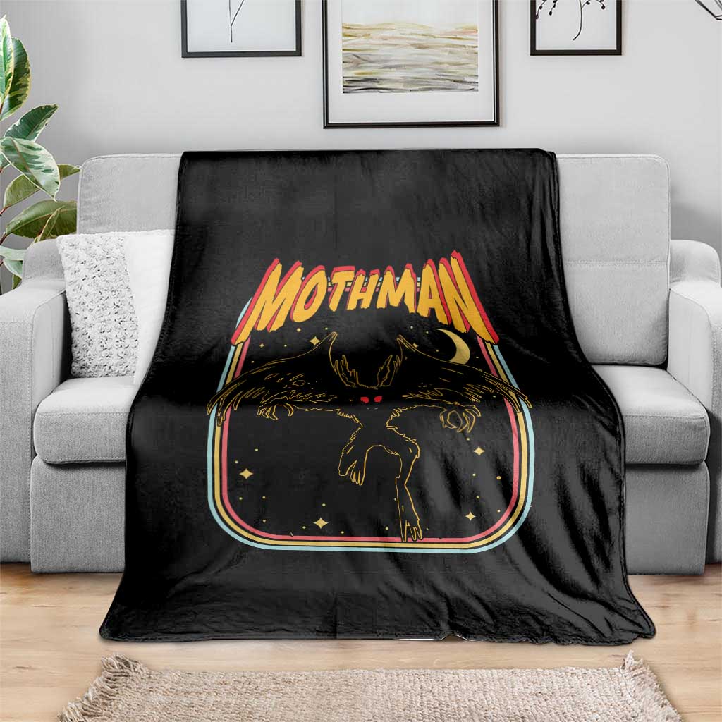 Retro Mothman Throw Blanket Vintage Comicbook Style Cryptid Lore Cryptozoology - Wonder Print Shop