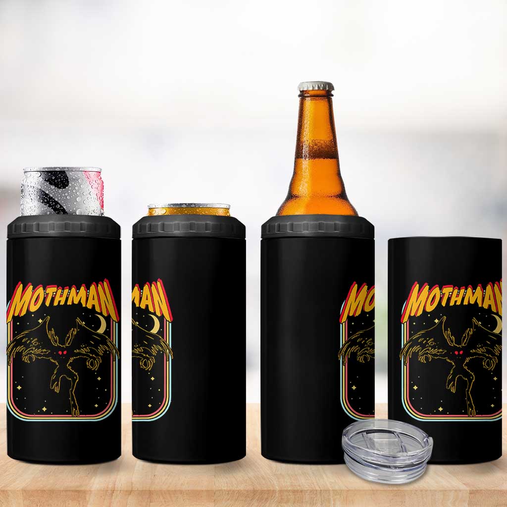 Retro Mothman 4 in 1 Can Cooler Tumbler Vintage Comicbook Style Cryptid Lore Cryptozoology - Wonder Print Shop