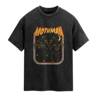 Retro Mothman Washed Cotton T-Shirt Vintage Comicbook Style Cryptid Lore Cryptozoology