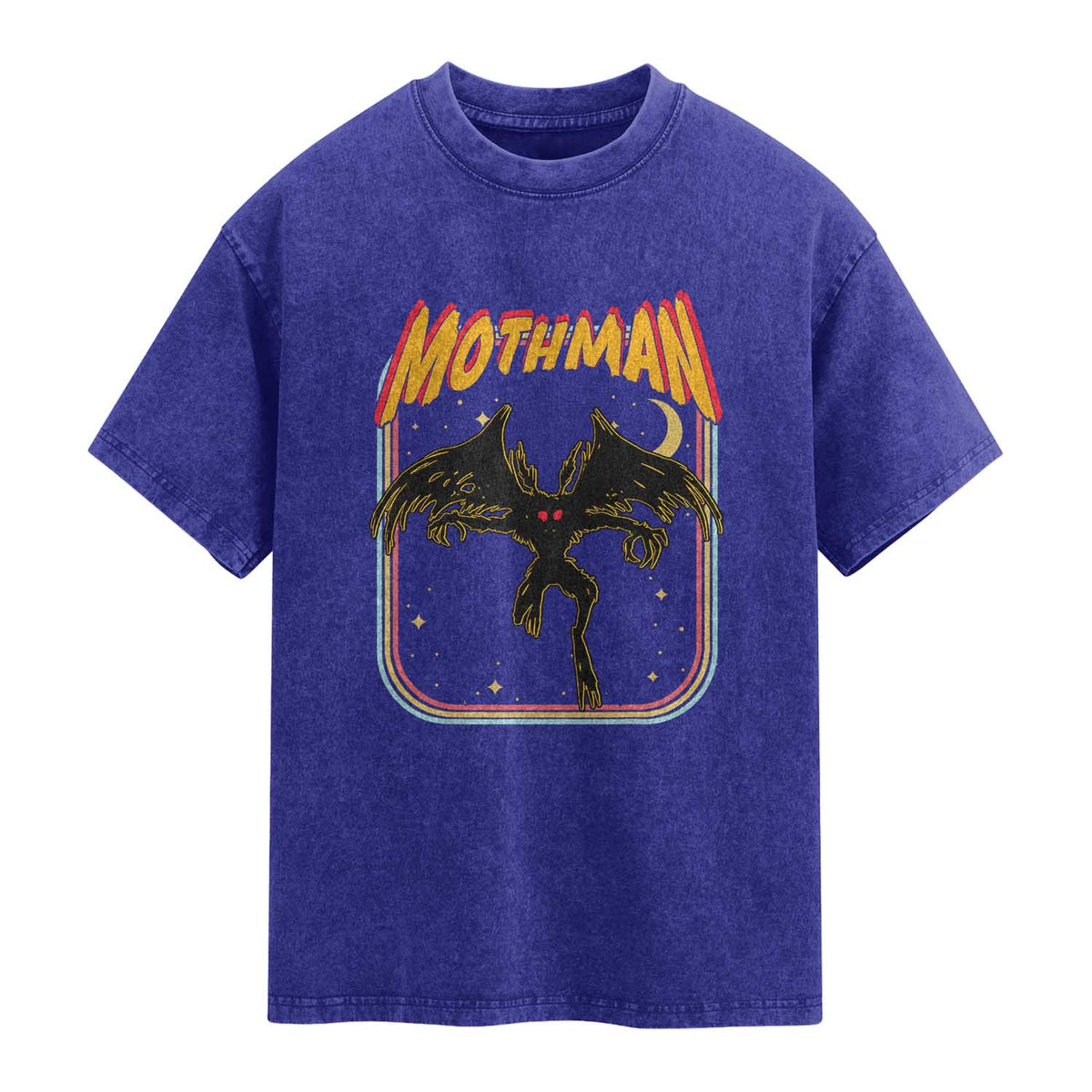 Retro Mothman Washed Cotton T-Shirt Vintage Comicbook Style Cryptid Lore Cryptozoology