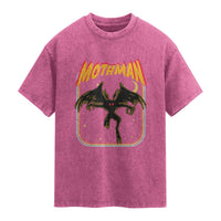 Retro Mothman Washed Cotton T-Shirt Vintage Comicbook Style Cryptid Lore Cryptozoology